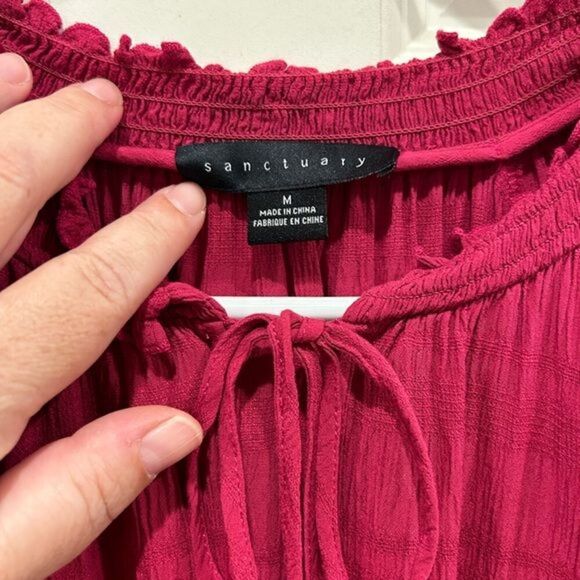 Evereve Sanctuary Raspberry Pink Jet Setter Peasant Boho Blouse Medium - Picture 4 of 9